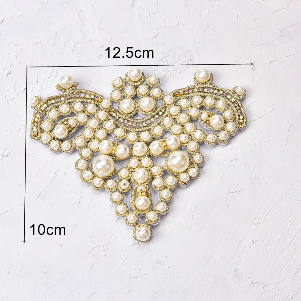 High Heels Shoe Patches Pearl Flower Applique Rhinestone Flatback Iron On Clothing Wedding Bridal Headband Trim Diy Decoration