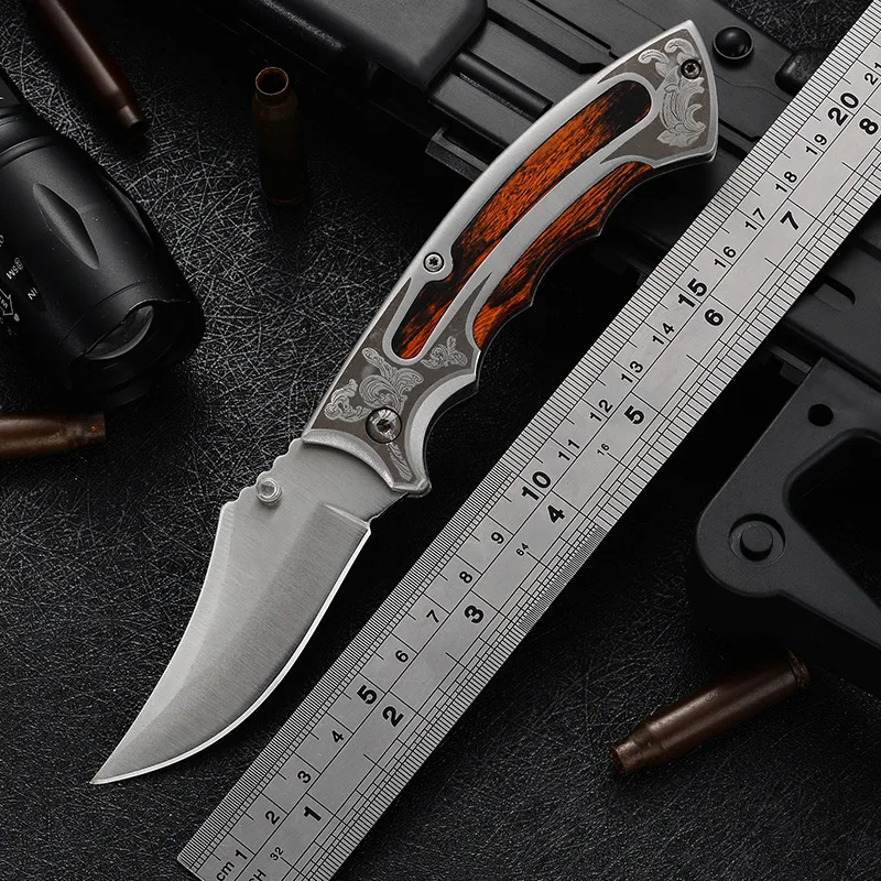 

Stainless Steel Laser Pattern High Hardness Pocket Knife Camping Mountaineering Survival Knife Portable Folding Knife