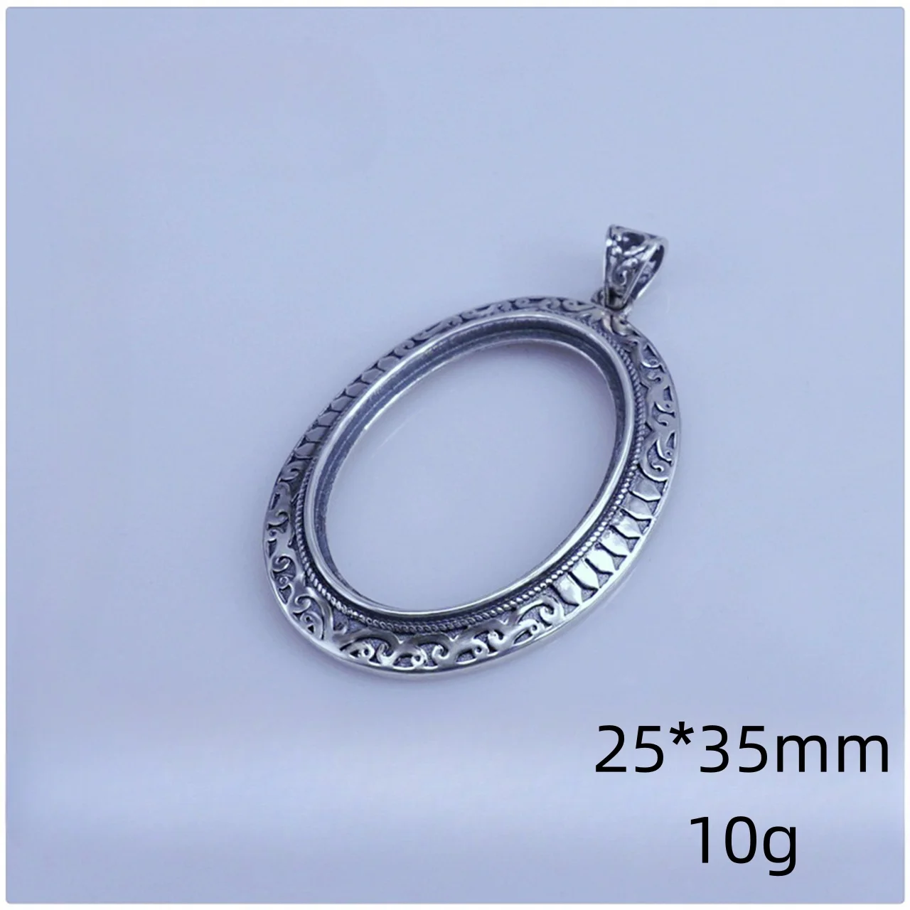 

S925 Sterling Silver Inlay Oval 25*35mm Retro Pendant Settings Holder Empty Support Man Women Gift Fine Charm Jewelry Wholesale