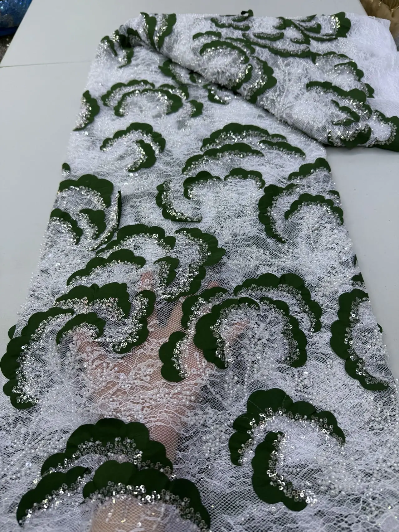 

Африканское роскошное кружевное полотно, 5 ярдов, с бисером и пайетками, высококачественный нигерийский сетчатый кружевной материал, для свадебных и праздничных платьев