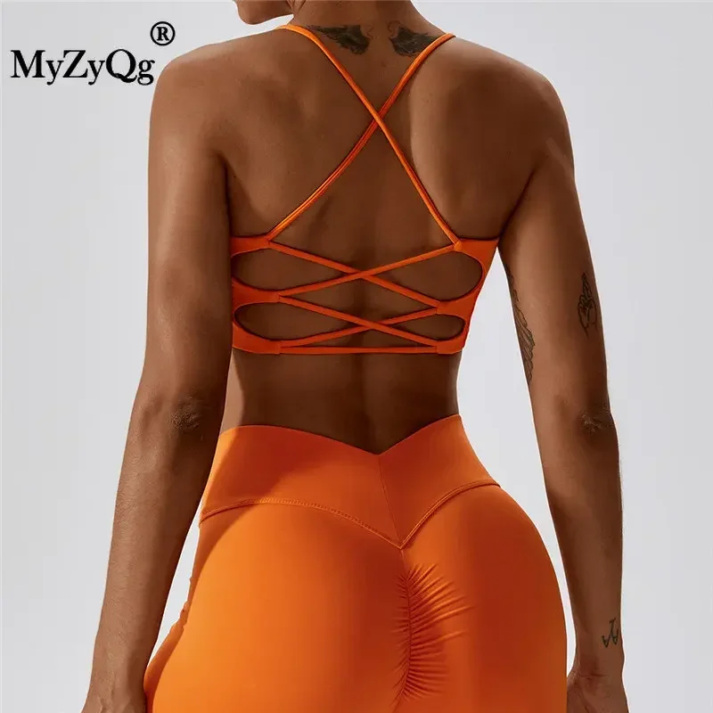 MyZyQg Women Summer Shockproof Cross Hollow Back Yoga Bra Wearing Running Fitness Sports Underwear Gym Vest Tank Tops