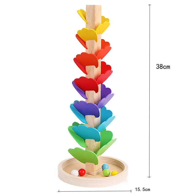 38Cm Houten Muziekboom Speelgoed Voor Kinderen Marmeren Run Regenboog Houten Klinkende Boom Interactieve Bal Run Track Spel Montessori Speelgoed