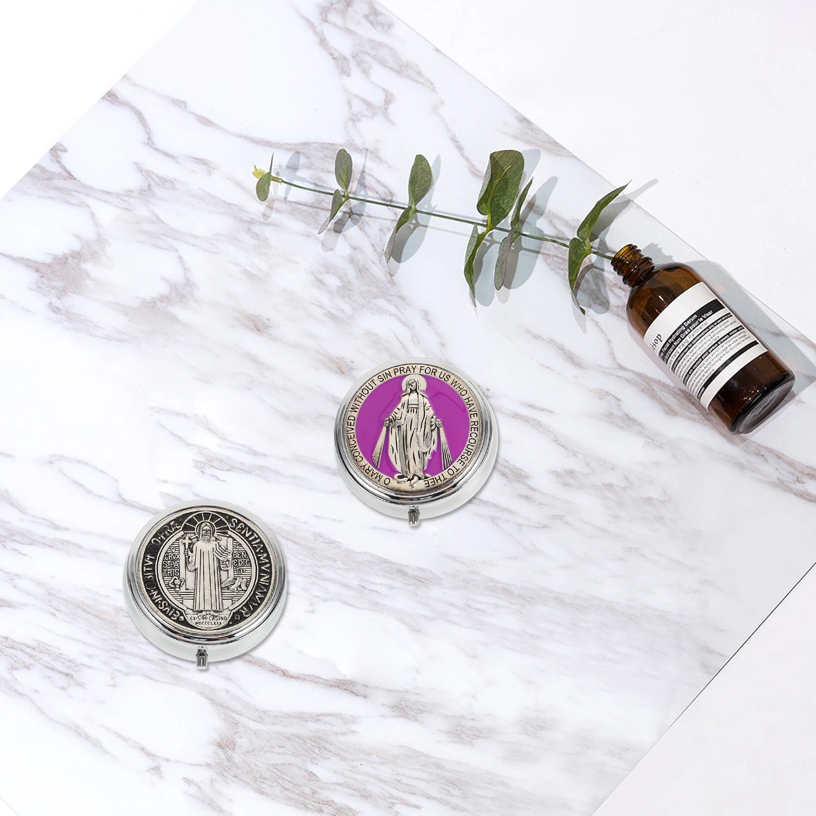 

2 Pcs Rosary Beads Case Jewelry Necklace Box Women Bracelet Container ganizer Zinc Alloy Small Storage Decor Religious Keepsake
