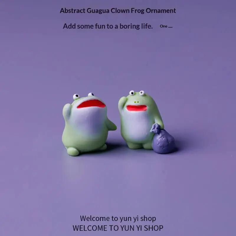 Funny Sad Green Big Mouth Frog Mini Resin Crafts 6 PCS Cute Car Dashboard Ornaments for Auto Interior Decor Driver Gifts