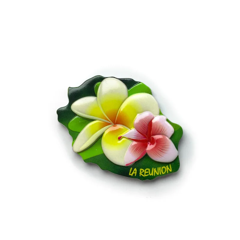 

Original Plumeria Creative Magnetic Fridge Magnet from Reunion Island, French Overseas Province, Creative Travel Souvenir Gift
