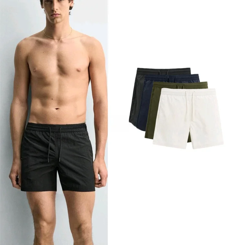 

Men's Basic Style Mid-Length Swimwear with Bow-Tie Summer New Arrival Simple Design Polyester Fiber Loose Fit Shorts