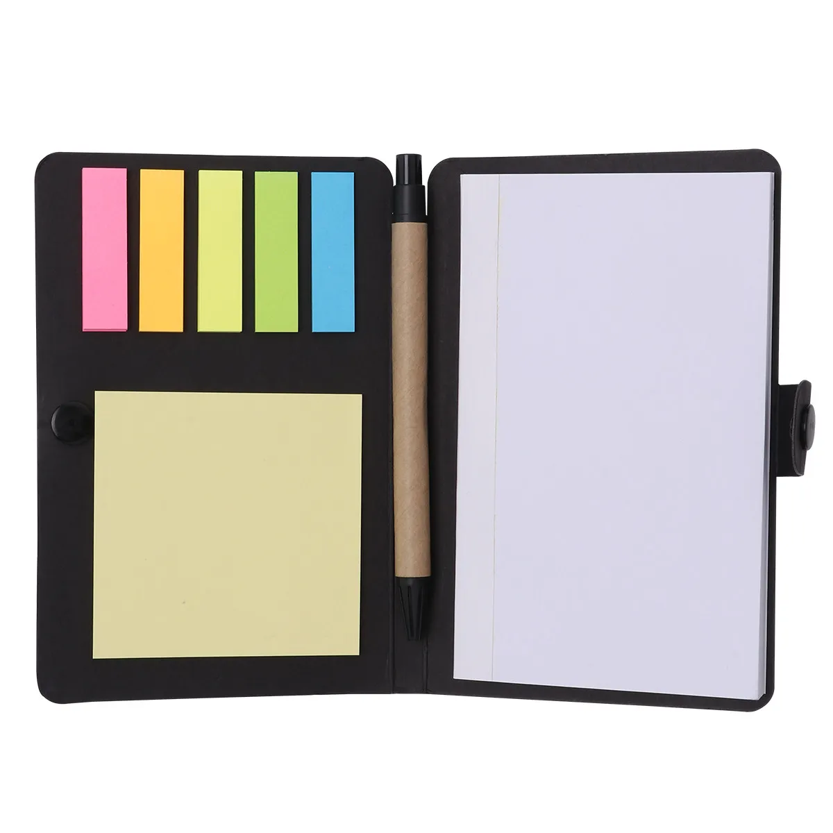 1Set Memo Notebook Kraftpaper Cover Portable Index Tabs Flags Self-Stick Notes for Office Travel Daily Use