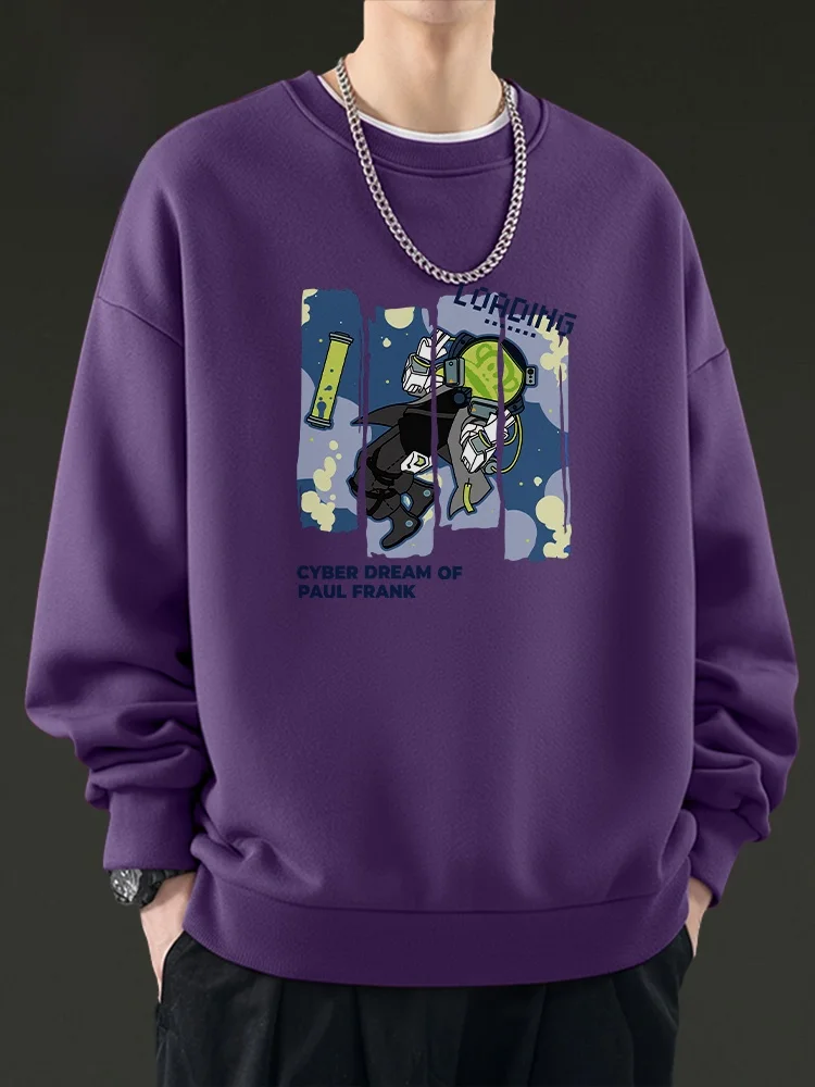 

Мужская толстовка Monkey Round Ne свободного кроя с принтом, повседневная, весенняя, фиолетовая, модная, молодежная, из смесового хлопка