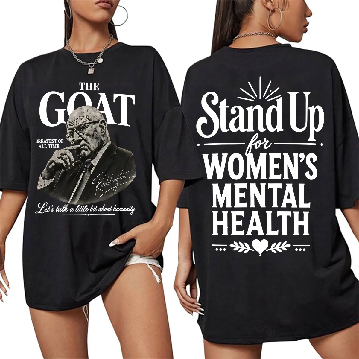 The Goat Kevin Reddington Stand Up for Women's Mental Health  Graphic T-shirts Men's Casual Cotton Oversized T Shirts Streetwear
