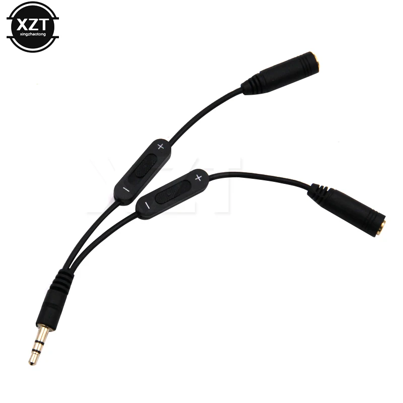 3.5mm Stereo Audio cable Y Splitter Adapter Volume Control Headphone Phone AUX Cable 3.5 jack Splitter Male to 2 Female Jack