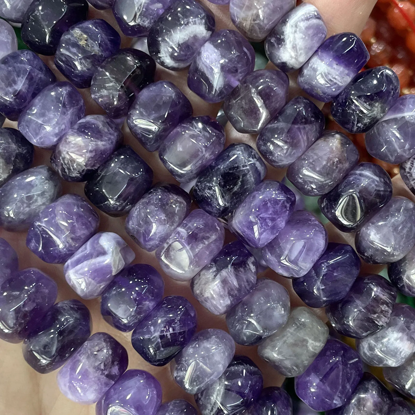 Naturstein, facettiert, unregelmäßig, Aventurin, Amazonit, Achat, Spacer-Perlen für die Schmuckherstellung, DIY-Armbänder, Halsketten, 10 x 14 mm. – Detail 8