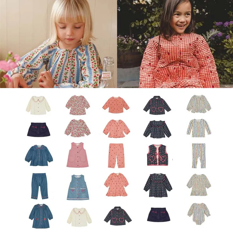 

PER-SALE 2025 Autumn FL Baby Girls Dress Boys Pants Strawberry Cotton Jacket Baby Romper Baby Boy Coat Kids Denim Shirt Dress