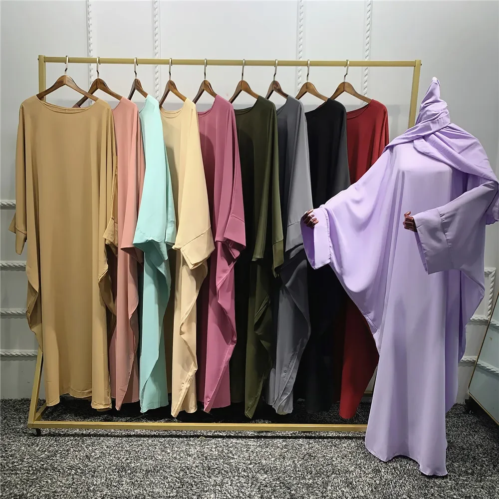 Conjunto de 2 piezas de vestido Hijab para mujer musulmana, bufanda larga, ropa de oración Abaya, ropa islámica, vestido Maxi suelto, bata Khimar Abayas