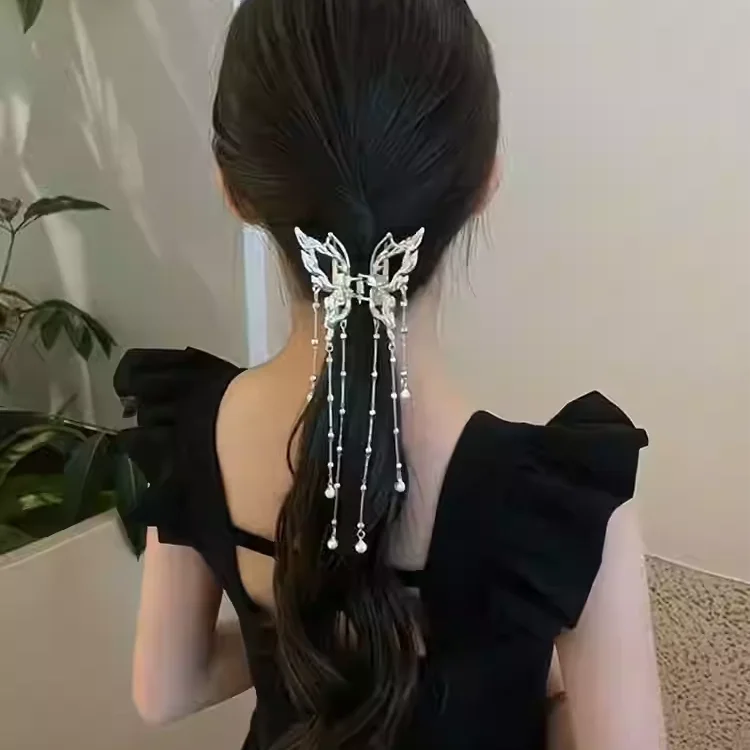 

Ladies Chinese Style Hair Pin Hair Clip Alloy Butterfly Tassel Pearls New Headwear for Women Girls Half Tied Hair Styling Tools