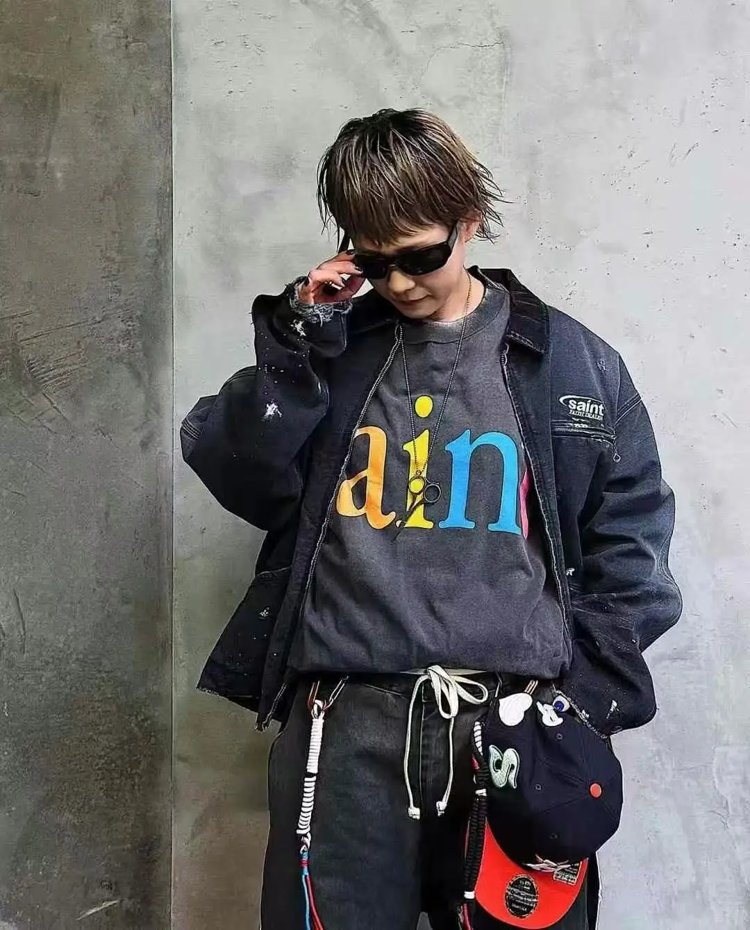 2025S Spring And Summer Men's long-sleeved Sweatshirt Vintage Saint Letter Print Oversize High Quality Tops Clothing Cotton
