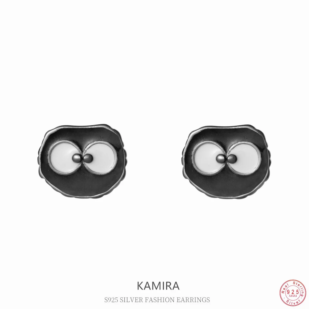 

KAMIRA стерлингового серебра 925 пробы, милый шикарный дизайн, черные эмалированные брикеты, серьги для пирсинга для женщин, вечерние модные нейтральные украшения