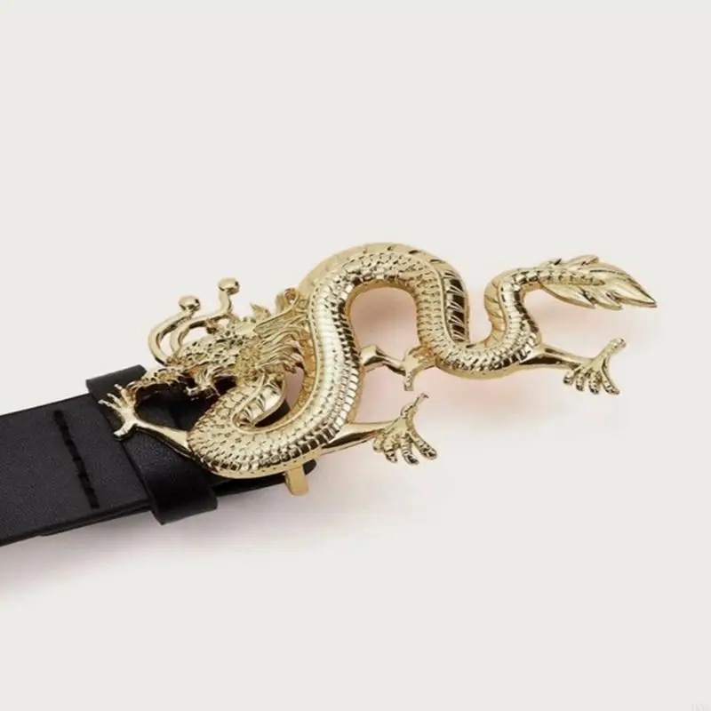 

15YC Fashion Teens Gold Dragon Buckle Belt Adjustable Waist Straps for Dresses Shirt