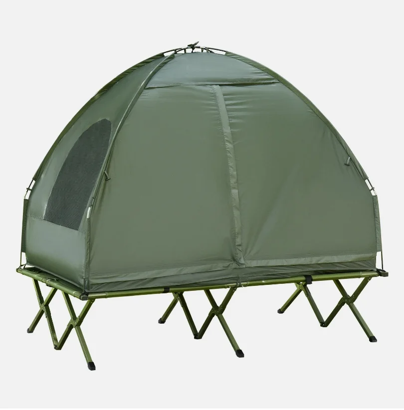 Camping Tent Cot Single Person Folding Cot Off-Ground Covered Outdoor Bed 210D Oxford Four-Season Waterproof Camouflage