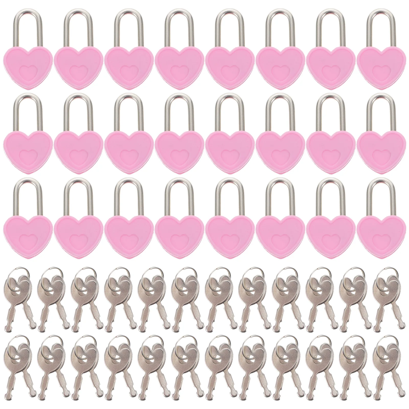 

24 Pcs Mini Heart Shaped Padlock Small Metal Plastic Locks with Keys for Suitcase Jewelry Box Handbag Travel Security Gifts
