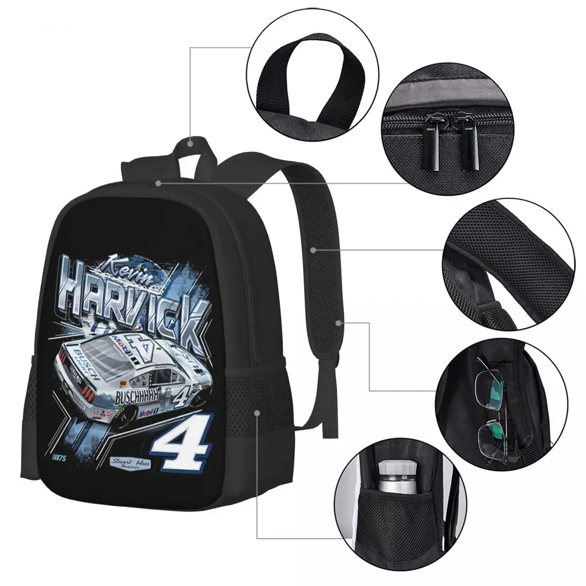 Kevin Harvick 4 Travel Laptop Backpack, Business College School Computer Bag Gift for Men & Women