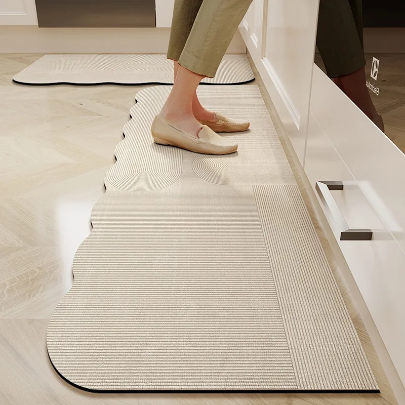 

Floor Mat for Kitchen Non-slip Oil-proof Water-absorbing Carpet PVC Diatom Mud Long Strips Rugs Special-shaped Striped Foot Mat