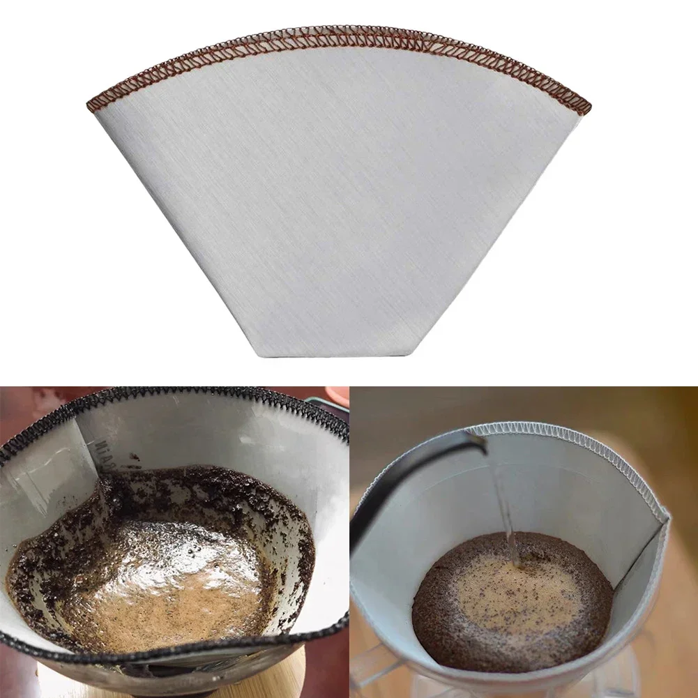 Reusable Pour Over Coffee Filter Hand-brewed Coffee Filter Conical Filter Paper Flexible Stainless Steel Mesh Coffee Filter 