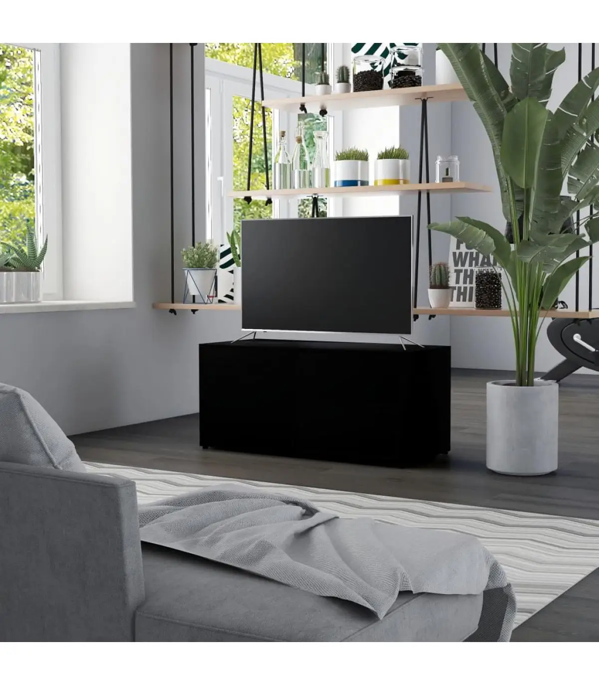 Furniture TV furniture for TV black plywood 80x34x36 cm