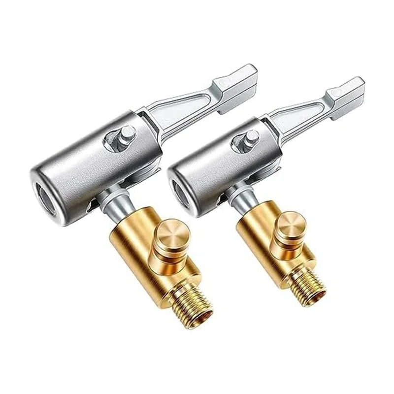2Pcs Lock On Air Chuck Tire Inflator,Metal Locking Tire Air Chuck With Air Release Valve,8Mm Standard Tire Valve Thread Durable
