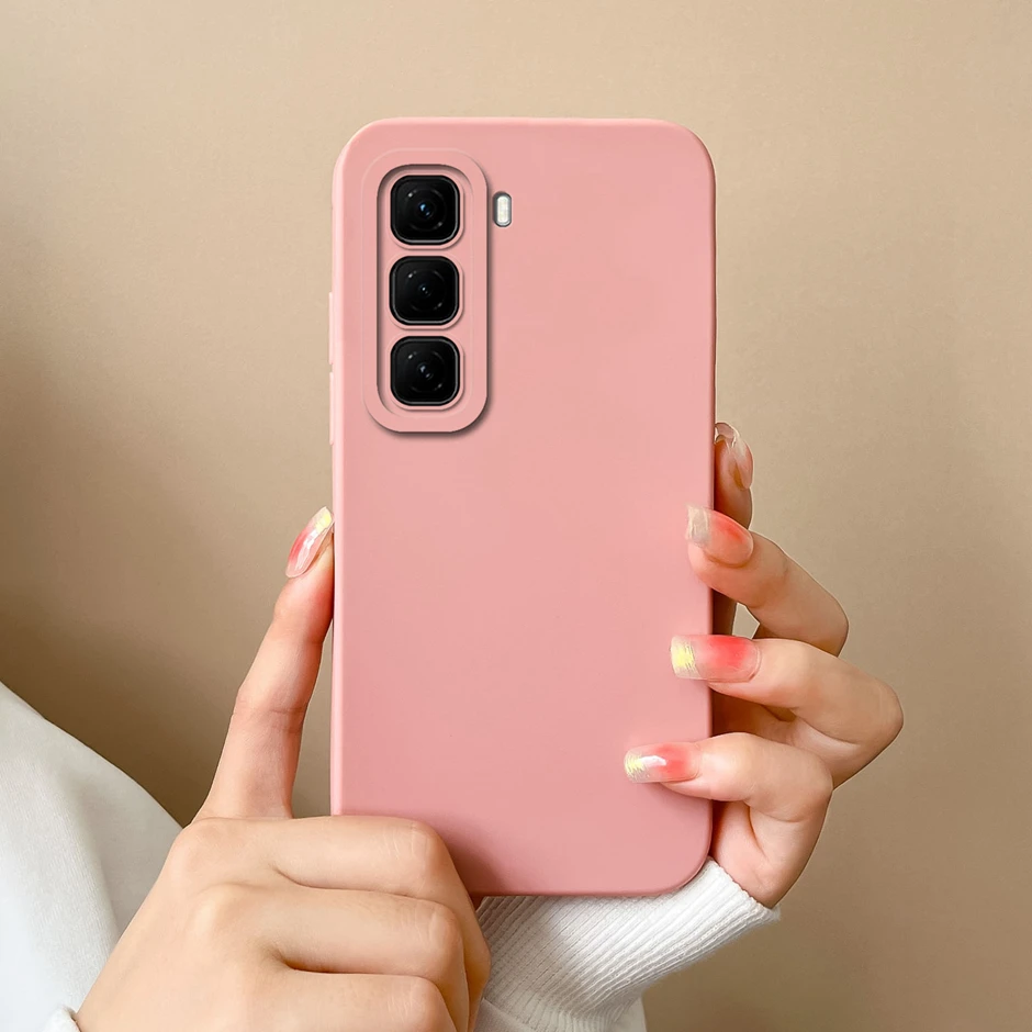 For Infinix Hot 50 Pro Plus 50i 4G 5G Case Couple Solid Color Liquid Silicone Soft Shockproof Back Cover Ultrathin Fundas Bumper