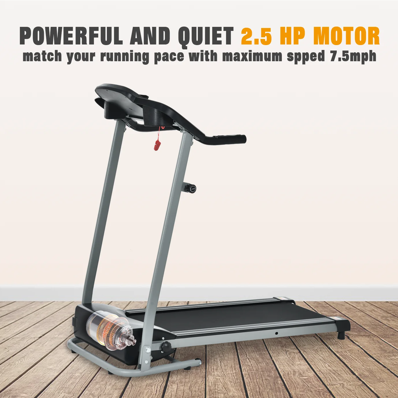 2025 Folding Electric Treadmill With Incline Energy Saving Motor Running Walking For Home Office Indoor Cardio Exercise
