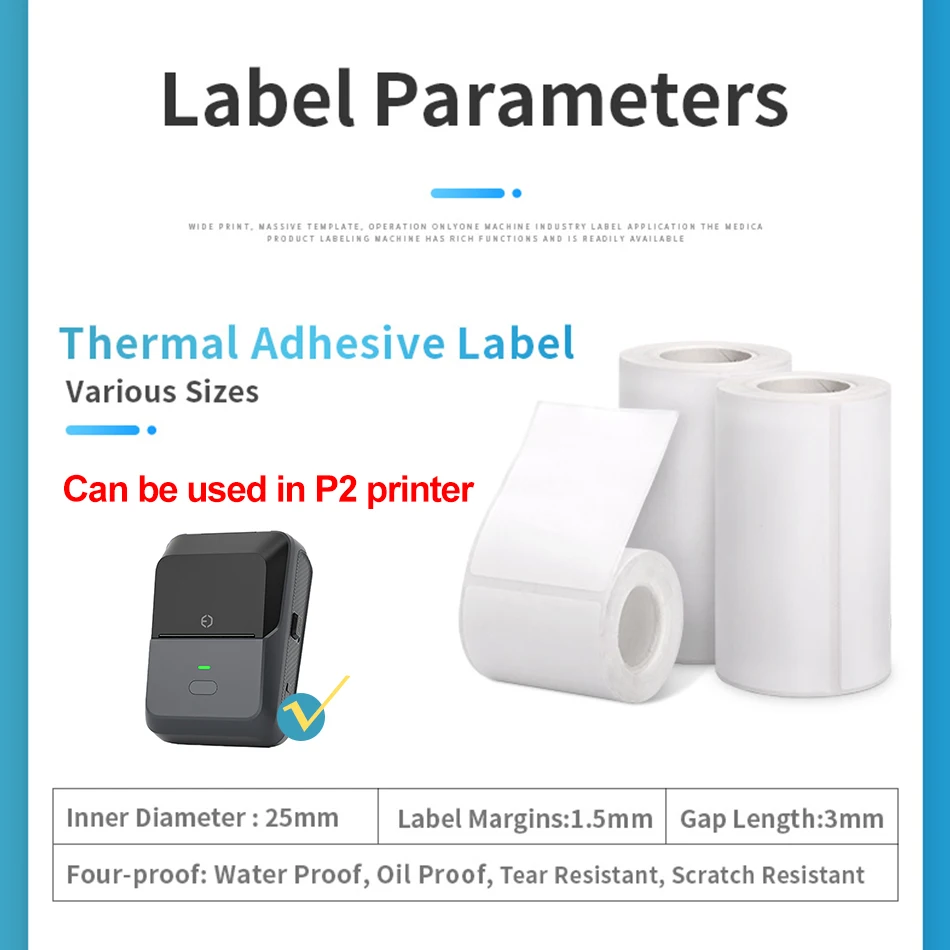 20-50mm White Thermal Label Paper Roll Tag Commodity Price Food Stickers Bar code Adhesive for Laber Printer Different Sizes