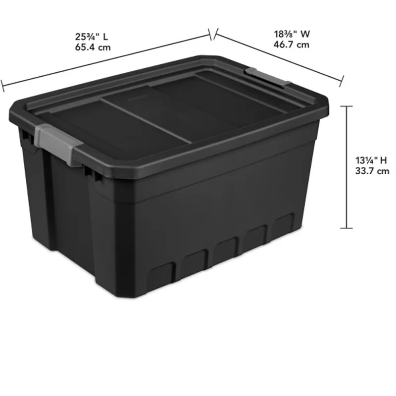 19 Gallon Plastic Stacker Tote, Heavy Duty Lidded Storage Bin Container for Stackable Garage and Basement Organization