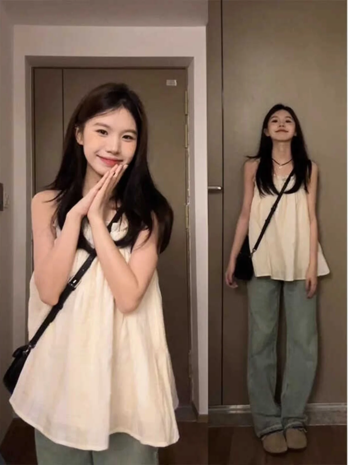 

Thai Style Ruffle Trim Tube Top Vest Women's Unique Loose Doll Shirt Beach Vacation Outerwear Summer Casual Style Sleeveless