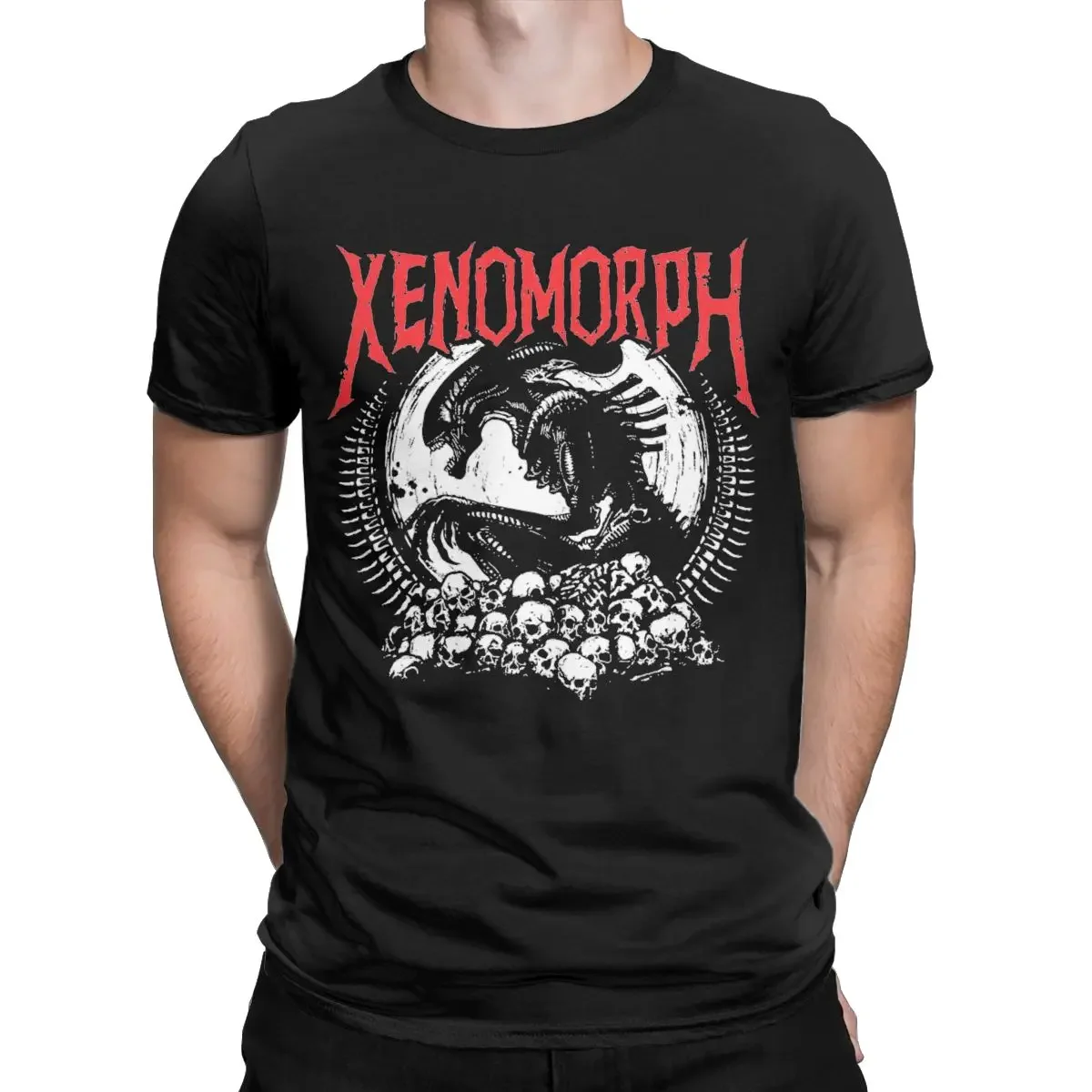 Men\'s T-Shirt Death Metal Xenomorph Alien Movie Amazing 100% Cotton Tee Shirt Short Sleeve T Shirt O Neck Clothing Summer