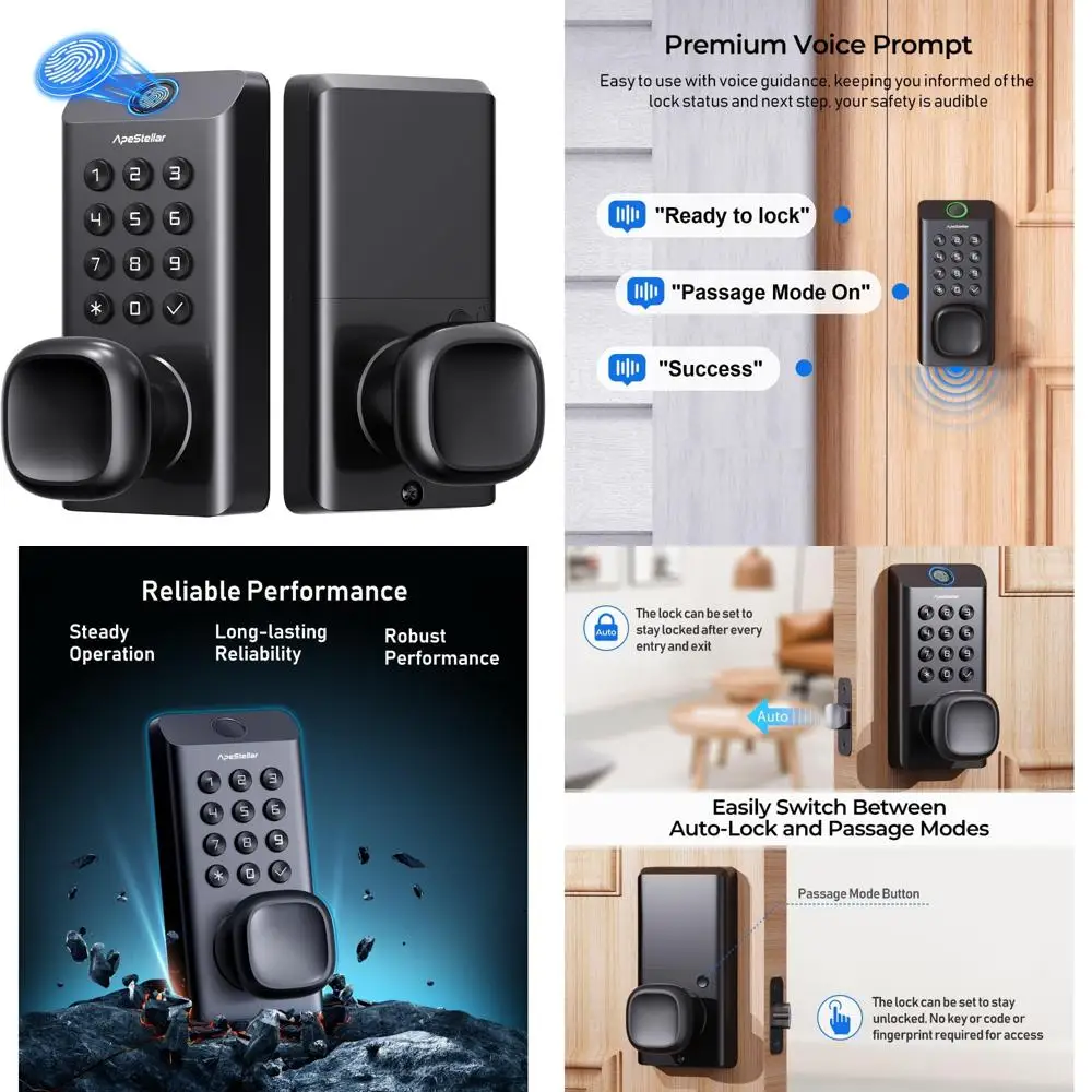 

Fingerprint Keyless Entry Door Lock with Voice Guidance, Keypad Handle for Secure and Easy Operation