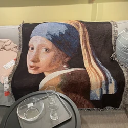 World Famous Blanket Oil Painting Johannes Vermeer Girl With A Pearl Earring The Milkmaid Oil Painting Sofa Blankets Sofa Cover