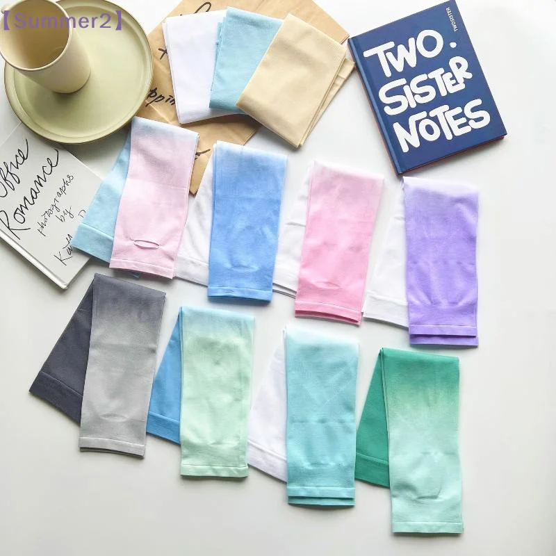 【Xia2】Summer Women Men Ice Silk Cooling Sun Protection Sleeve Gradient Color UV Protection Arm Covers For Cycling Driving{S}