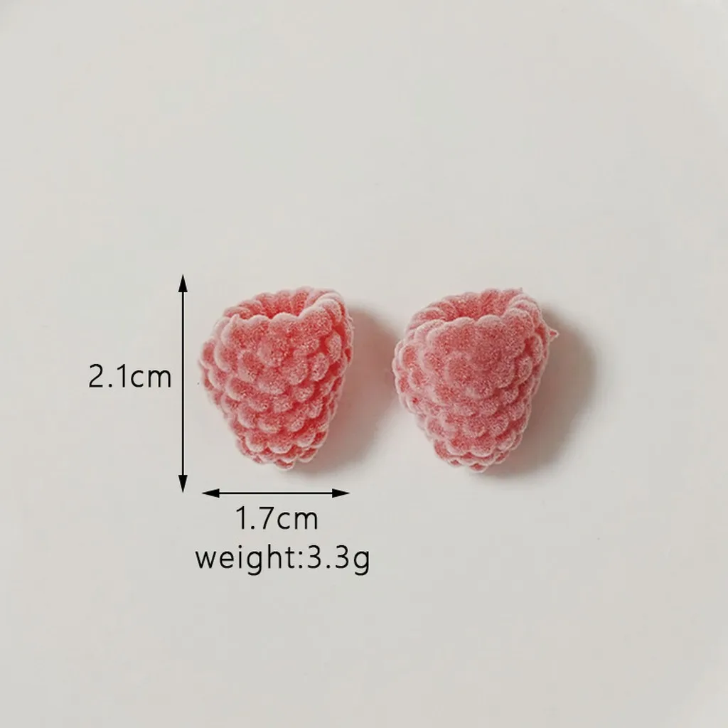 10Pcs/bag Flocked Resin Simulated Raspberry Beads Artificial Cute Fruit Charm For DIY Keychains Earrings Necklaces Pendant Charm