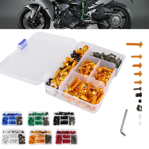 177 unids/caja tornillos de aluminio tornillos de parabrisas juego de tornillos de sujetadores coloridos Kit de pernos de carenado de motocicleta piezas modificadas de motocicleta