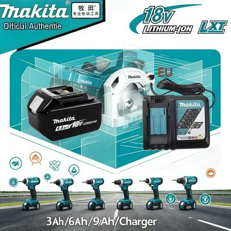 Original Quality Makita 18V 3Ah 6Ah 9Ah Multi Capacity Battery Fit BL1830 BL1840 BL1860 Rechargeable Cordless Tool Spare PackAh