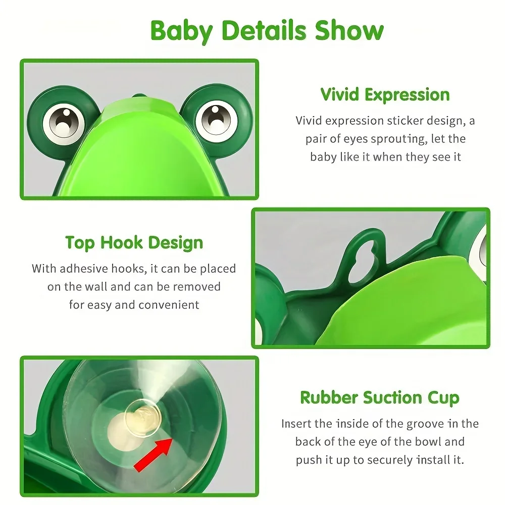 Infant Toddler Pee Cute Frog Potty Training Urinal Boy With Fun Aiming Target, Toilet Urinal Trainer Children Stand Vertical Pee