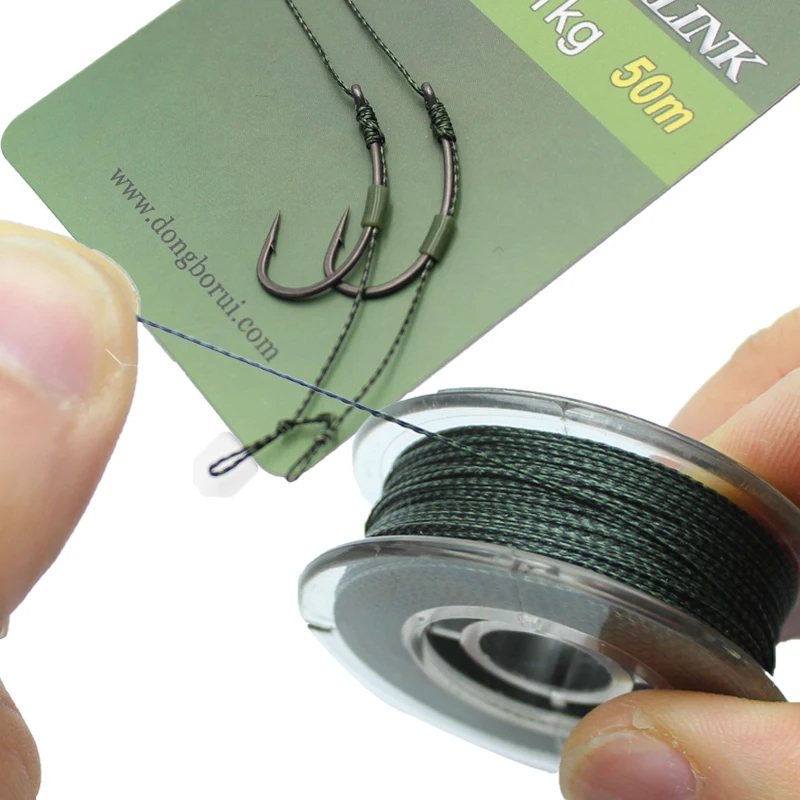 

1pcs Carp Fishing Line 50m 15lb/20lb/25lb Camo Green 6 Strand Tightly Soft Hooklink For Carp Fishing End Tackle Accessories