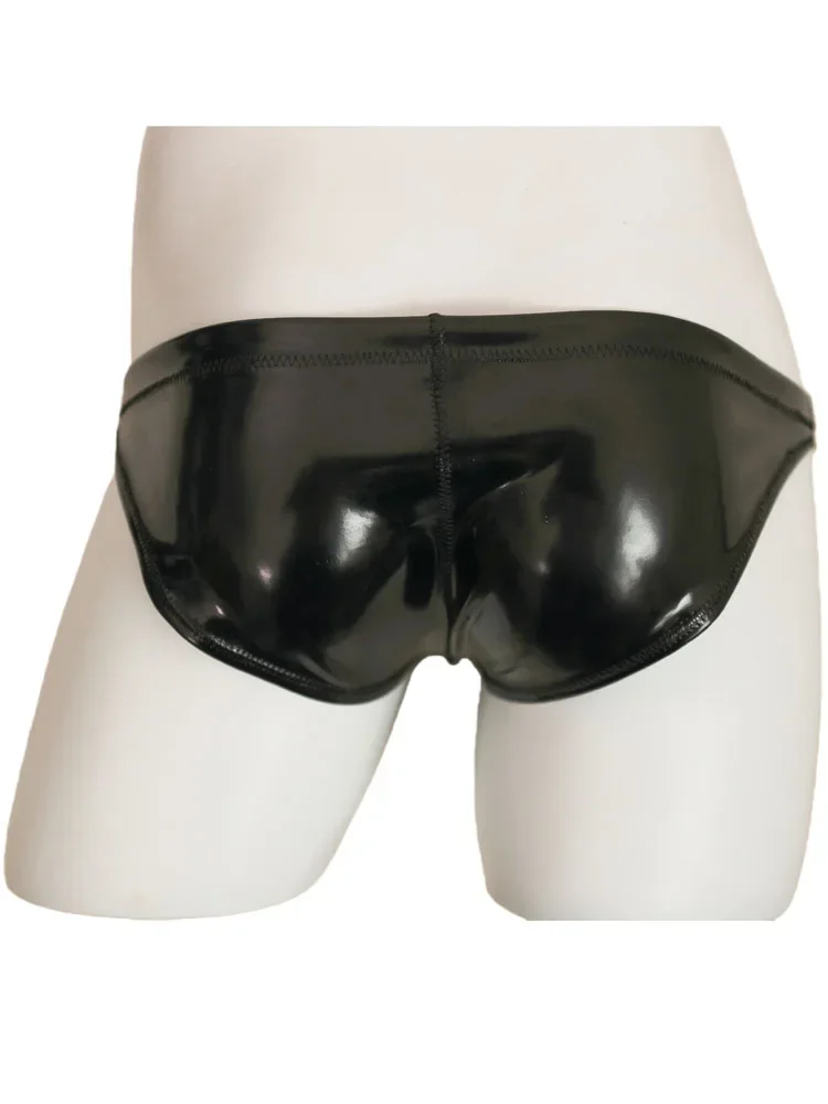 Sexy Men Double Sided Shiny Matt PU Leather Reversible Briefs Wet Look PVC Convex Pouch Jockstrap Trunks Slips Plus Size T-Back