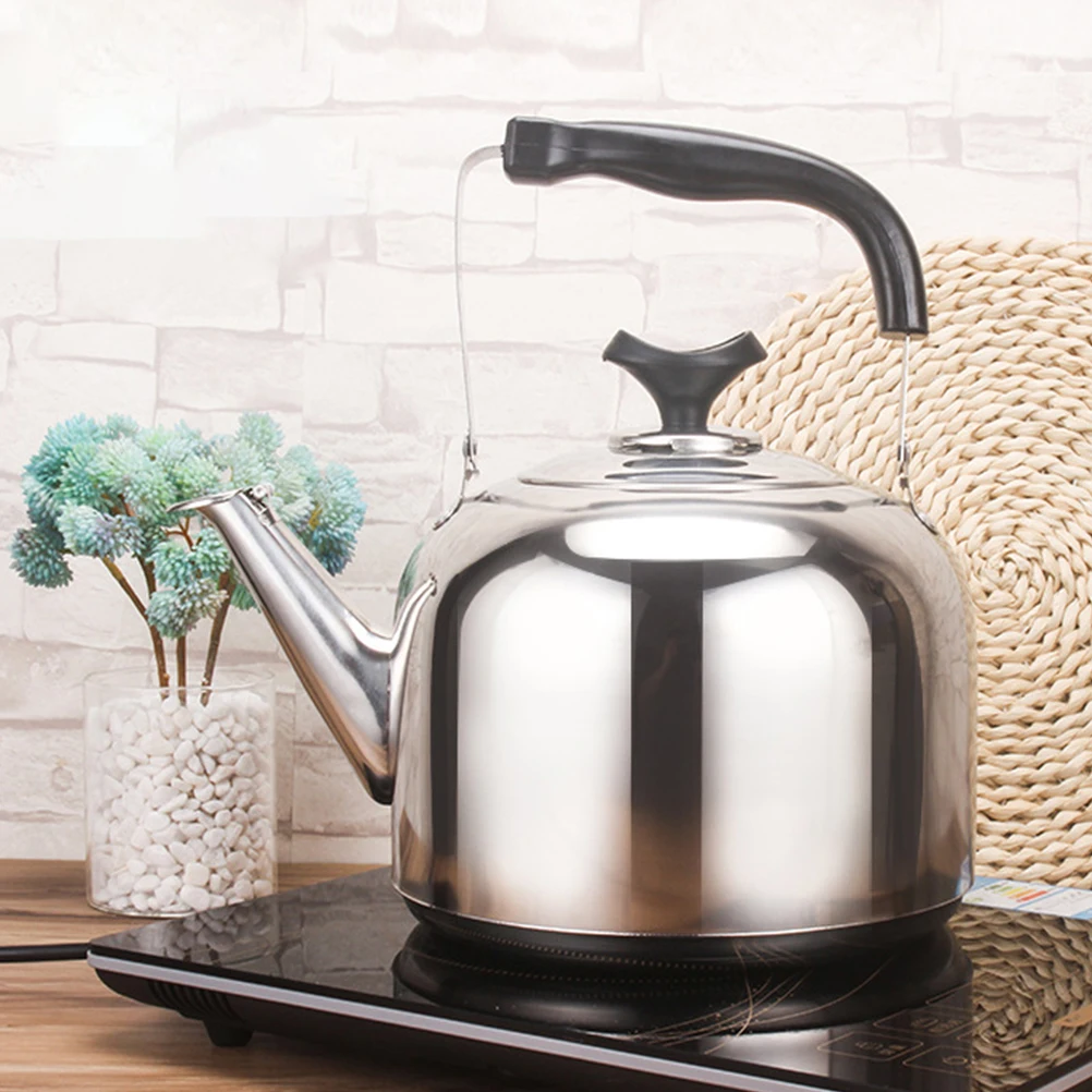 

Boiling Water Kettle Stainless Steel Tea Pots Stovetop Whistling Teakettle Silver