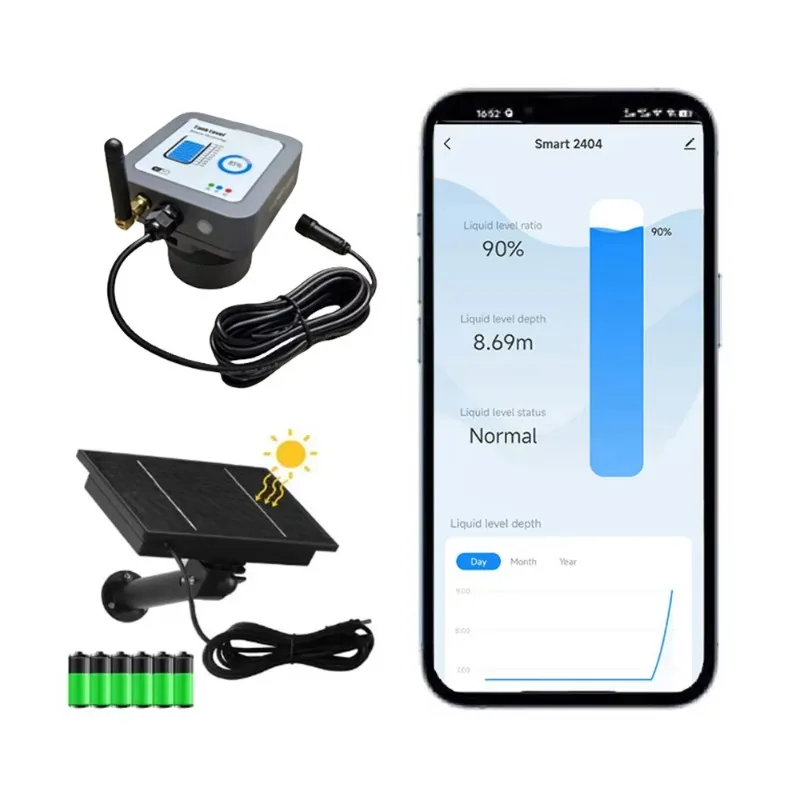 TLC2404-WF-S Tuya WiFi Water Level Sensor 40khz Ultrasonic Probe 10M Water Tank Level Measurement Instrument for Industry Use