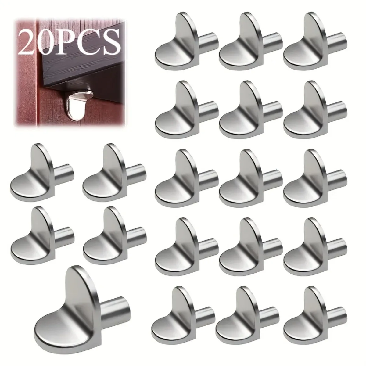 20pcs Metal Shelf Support Pegs Durable Kitchen Cabinet Brackets Wardrobe Closet Pin Supports Used For Bookshelf Display Anchors