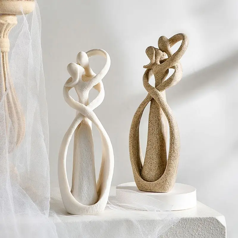 

23cm Sandstone Sculpture Decorative Lover Wedding Statue Home Decoration Valentine's Day Souvenirs Figurines Ornaments