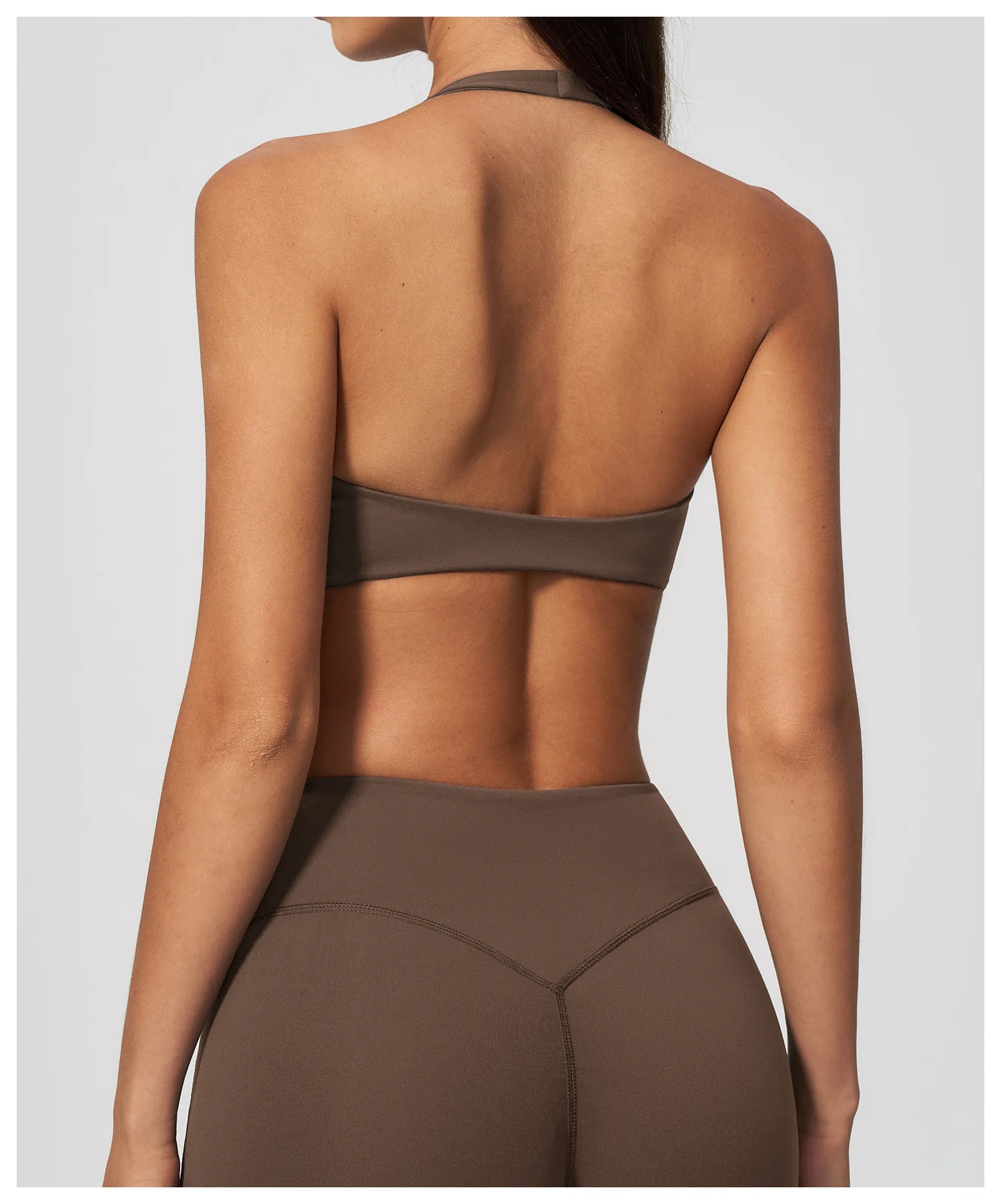 Backless Halter Yoga Bra Sexy V Neck Sanded Gathering Shockproof Gym Sports Top Quick Dry Workout Fitness Outdoor Running Bra