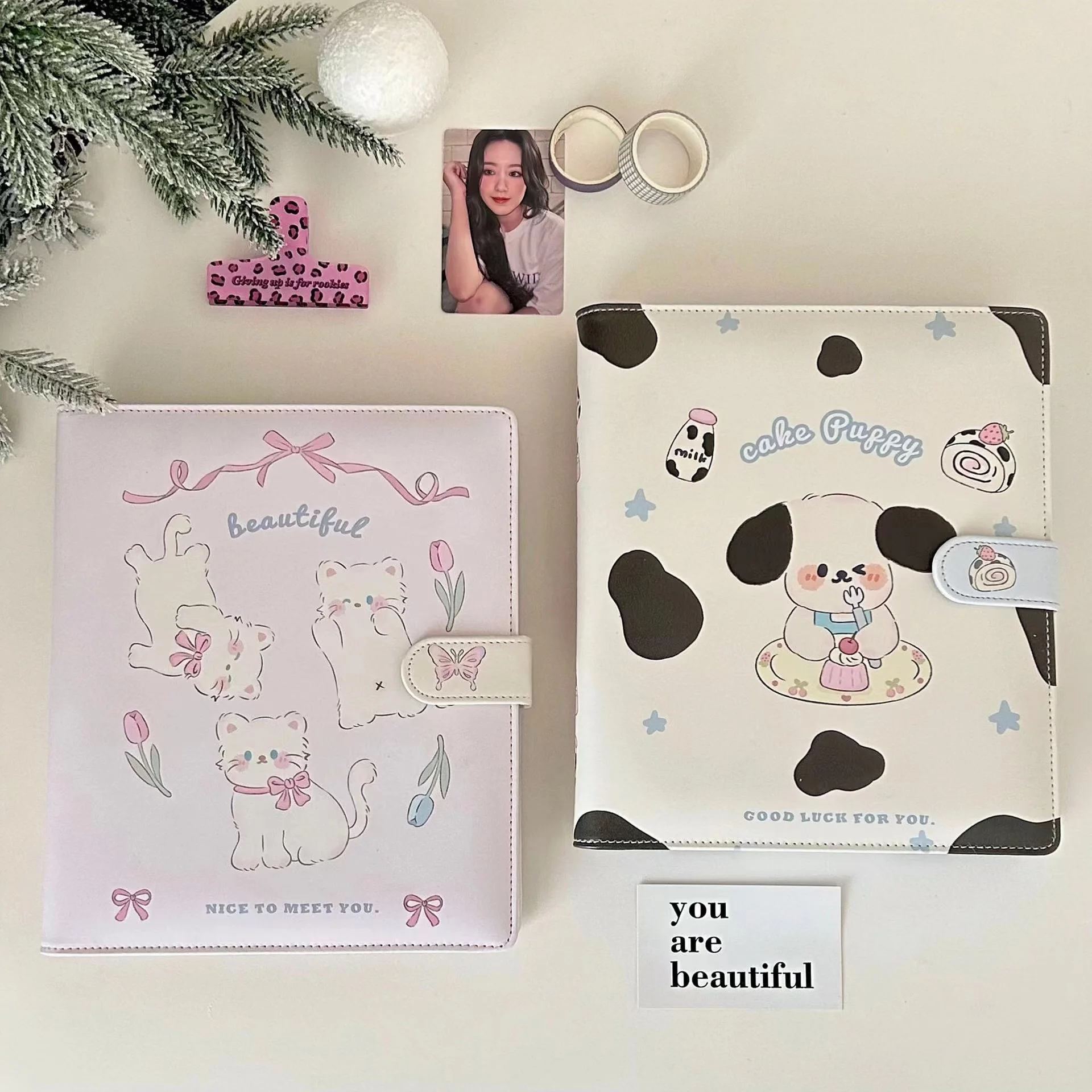 A5 Kawaii butter Dog Cat Binder Kpop Photocards Idol Photo Card Album Collect Book DIY Cartoon magnetic buckle book Organizer