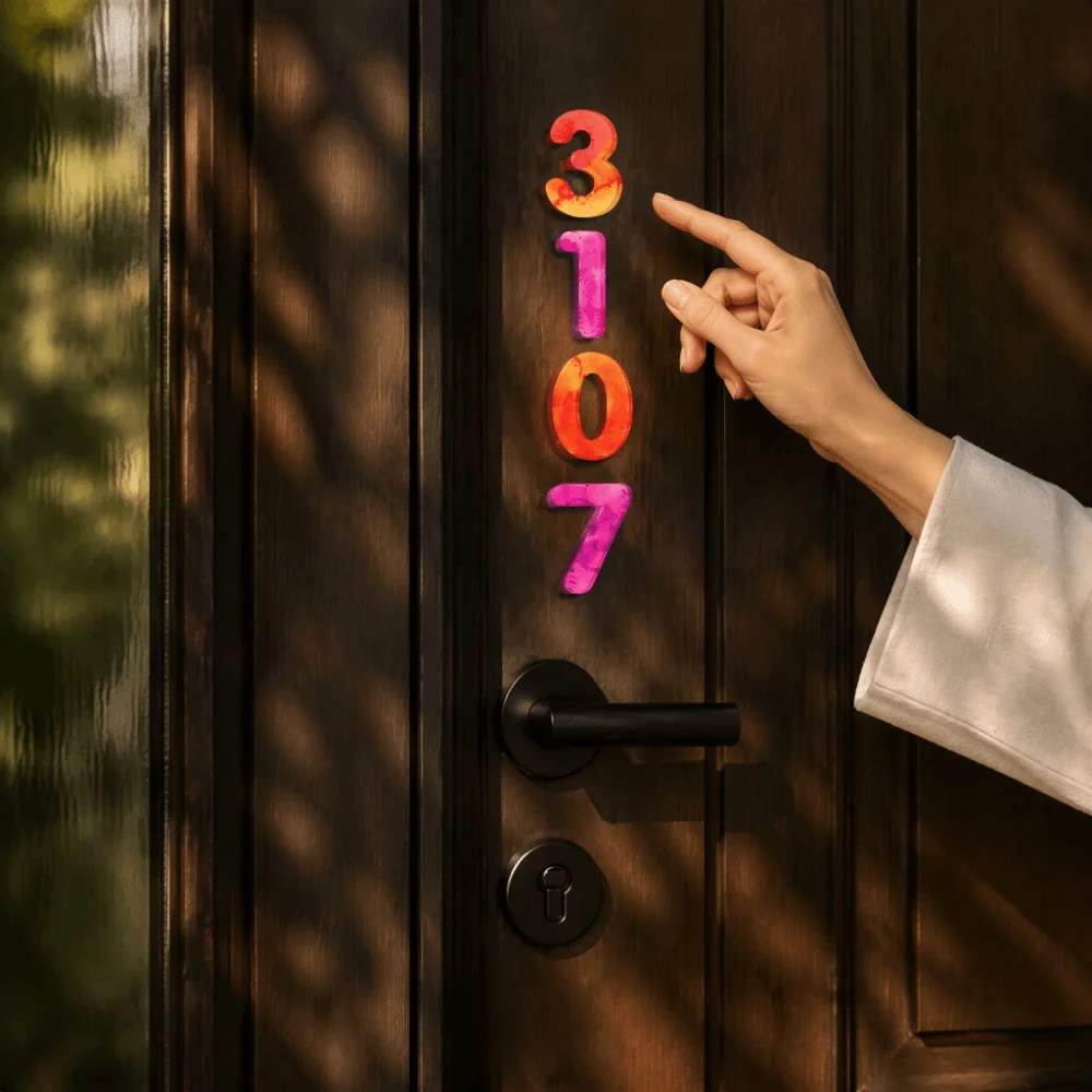 3D Raised House Number Stickers Self Adhesive Waterproof Door Number Plaque Multi-Color Fade Resistant Room Number Plate